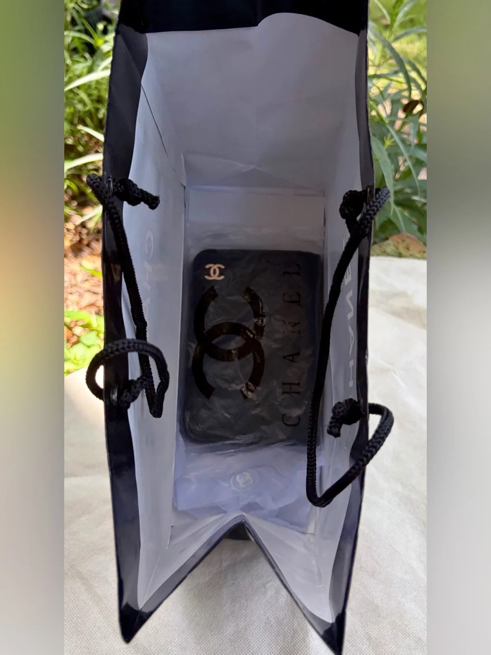 Auth. CHANEL Shopping Bag. No tears/rips. Includes free CHANEL Passport (GWP) +